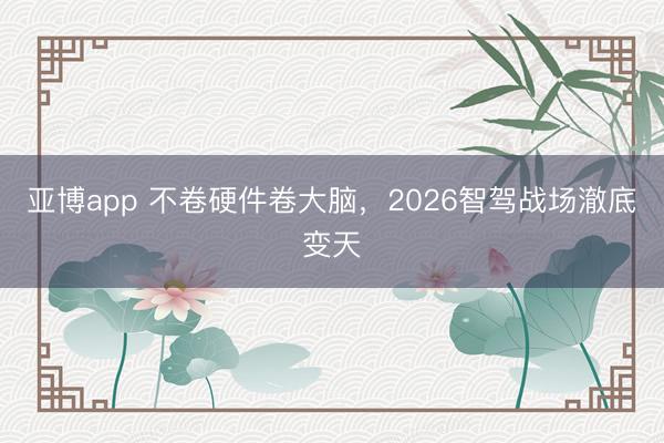 亚博app 不卷硬件卷大脑,2026智驾战场澈底变天