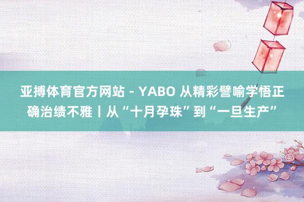 亚搏体育官方网站 - YABO 从精彩譬喻学悟正确治绩不雅丨从“十月孕珠”到“一旦生产”