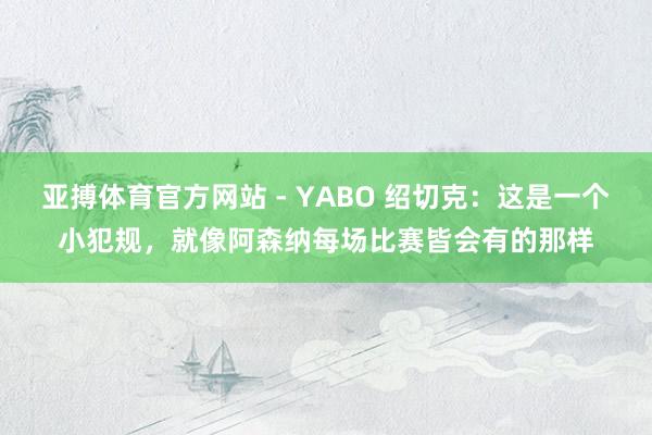 亚搏体育官方网站 - YABO 绍切克：这是一个小犯规，就像阿森纳每场比赛皆会有的那样