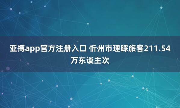 亚搏app官方注册入口 忻州市理睬旅客211.54万东谈主次