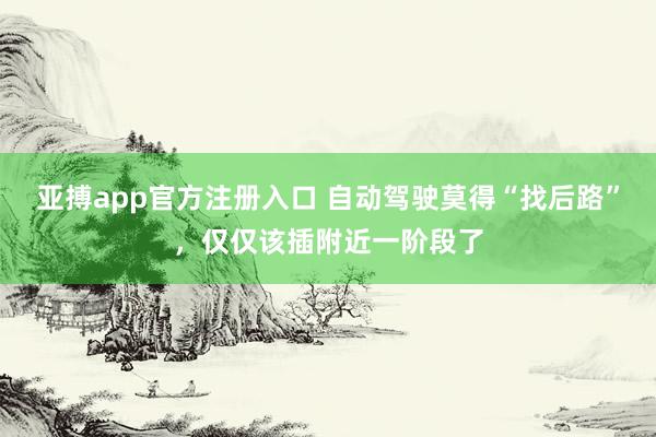亚搏app官方注册入口 自动驾驶莫得“找后路”，仅仅该插附近一阶段了
