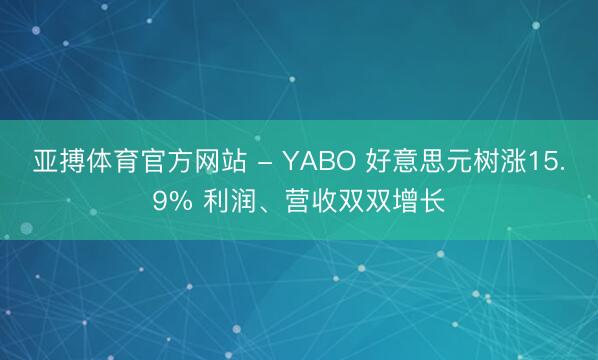 亚搏体育官方网站 - YABO 好意思元树涨15.9% 利润、营收双双增长