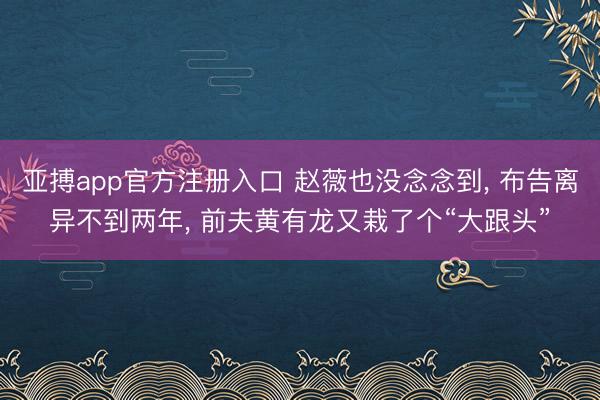亚搏app官方注册入口 赵薇也没念念到， 布告离异不到两年， 前夫黄有龙又栽了个“大跟头”