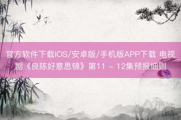 官方软件下载IOS/安卓版/手机版APP下载 电视剧《良陈好意思锦》第11 - 12集预报细则