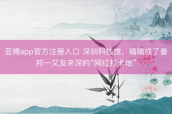 亚搏app官方注册入口 深圳科技馆，暗暗成了番邦一又友来深的“网红打卡地”