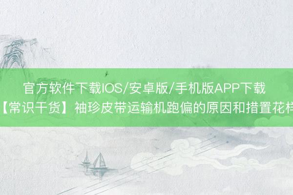 官方软件下载IOS/安卓版/手机版APP下载 【常识干货】袖珍皮带运输机跑偏的原因和措置花样
