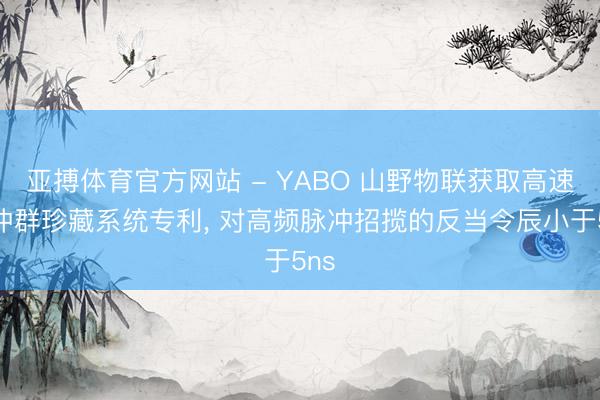 亚搏体育官方网站 - YABO 山野物联获取高速脉冲群珍藏系统专利, 对高频脉冲招揽的反当令辰小于5ns